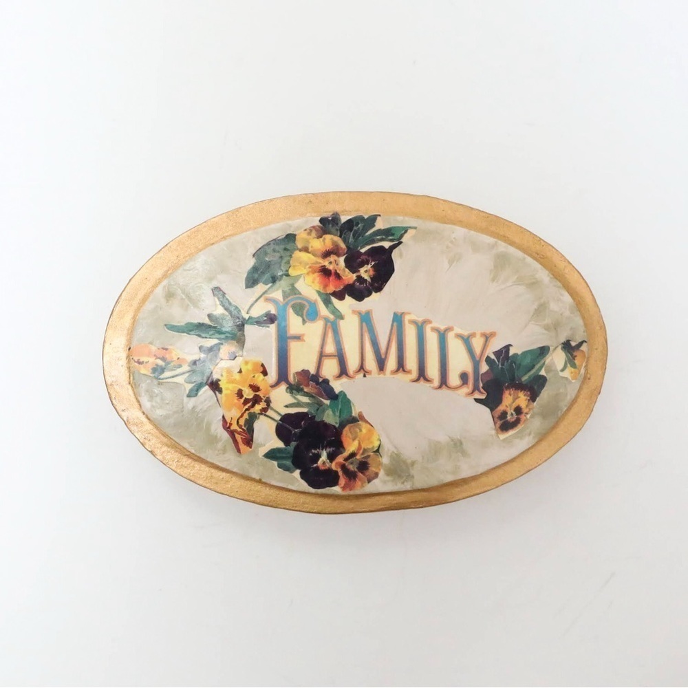 Vintage Box Family Oval Shaped Keepsake Victorian Style Cottagecore Cardboard